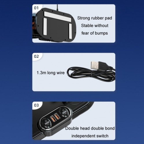 F621U Tourne-disque rotatif pour voiture Ventilateur à double tête silencieux pour voiture, modèle : USB à allocation élevée SH00041272-012